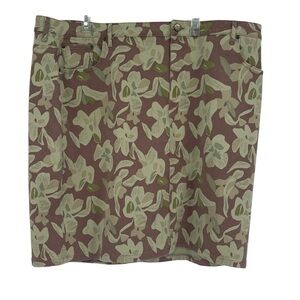 LOGO Lori Goldstein Women Size 26W Stretch Twill Pencil Skirt Floral Camo Cotton